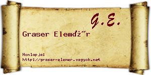 Graser Elemér névjegykártya